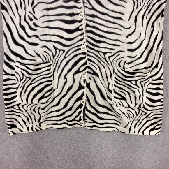 J McLaughlin Cardigan Sweater Womens Sz M Black White Zebra Striped Button Down - Picture 3 of 12